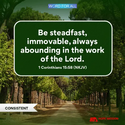 BE STEADFAST, IMMOVABLE, AND ALWAYS ABOUND IN THE WORK OF THE LORD.