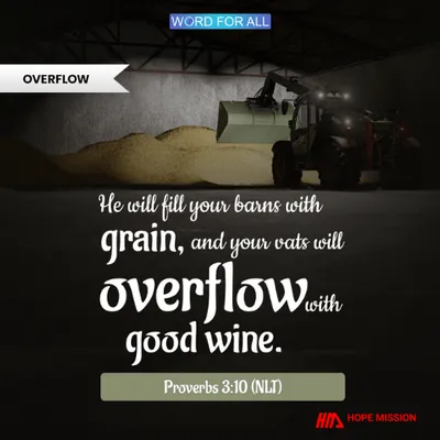 GOD WILL FILL YOUR BARNS WITH GRAIN, AND YOUR VATS WILL OVERFLOW WITH GOOD WINE