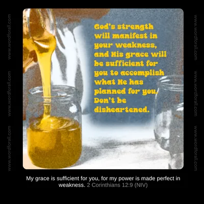 God's strength will manifest in your weakness, and His grace will be sufficient for you to accomplish what He has planned for you. Don't be disheartened.