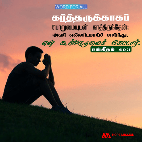 கர்த்தருக்காகப் பொறுமையுடன் காத்திருங்கள்; அவர் உங்களிடம் சாய்ந்து உங்கள் கூப்பிடுதலைக் கேட்பார்.