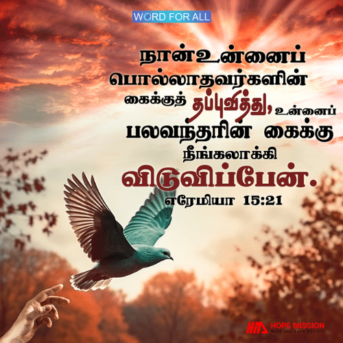 உங்களைப் பொல்லாதவர்களின் கைக்குத் தப்புவித்து, உங்களைப் பலவந்தரின் கைக்கு நீங்கலாக்கி விடுவிப்பார்.
