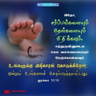 சத்துருவினுடைய சகல வல்லமையையும் மேற்கொள்ள கர்த்தர் உங்களுக்கு அதிகாரம் அளித்துள்ளார்.