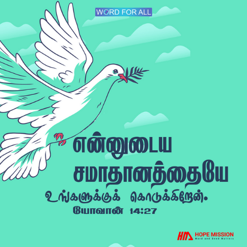 என்னுடைய சமாதானத்தையே உங்களுக்குக் கொடுக்கிறேன்.