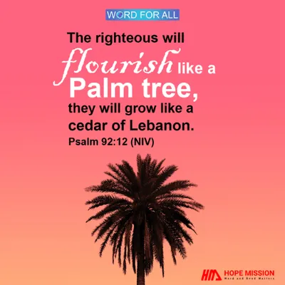BE RIGHTEOUS. YOU WILL FLOURISH LIKE A PALM TREE.