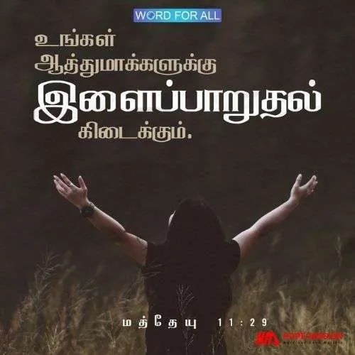 உங்கள் ஆத்துமாக்களுக்கு இளைப்பாறுதல் கிடைக்கும்.