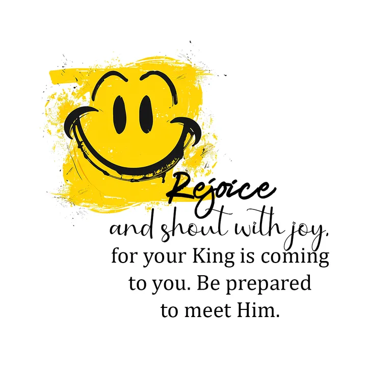 Rejoice and shout with joy, for your King is coming to you. Be prepared to meet Him.